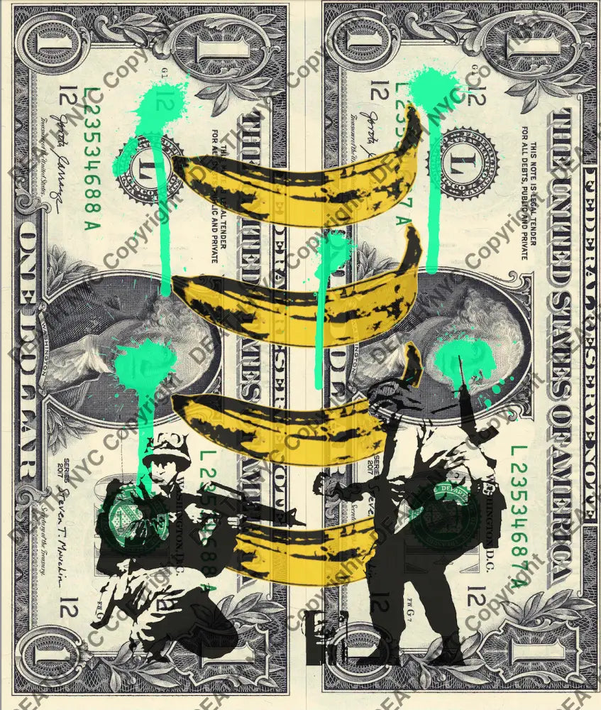 Auction DOUBLE USD $1 Original artwork 240524D12 bank - Art Print