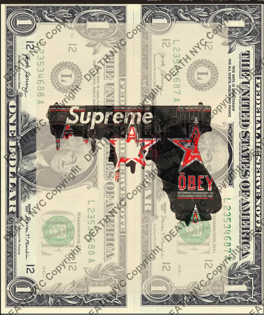 Auction DOUBLE USD $1 Original artwork 241125D2 gun Art Print