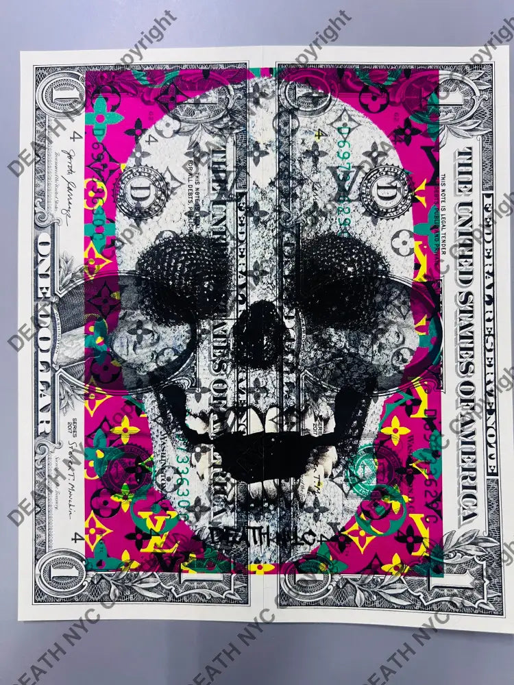 Auction DOUBLE USD $1 Original artwork Skull p Art Print
