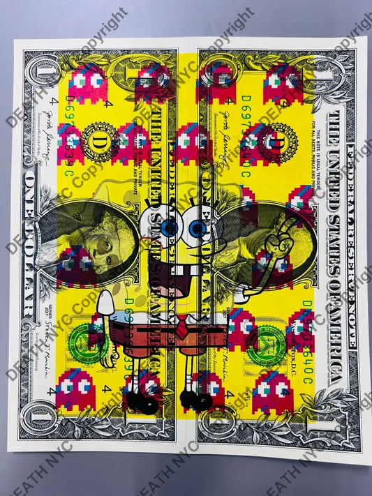 Auction DOUBLE USD $1 Original artwork Sponge Art Print
