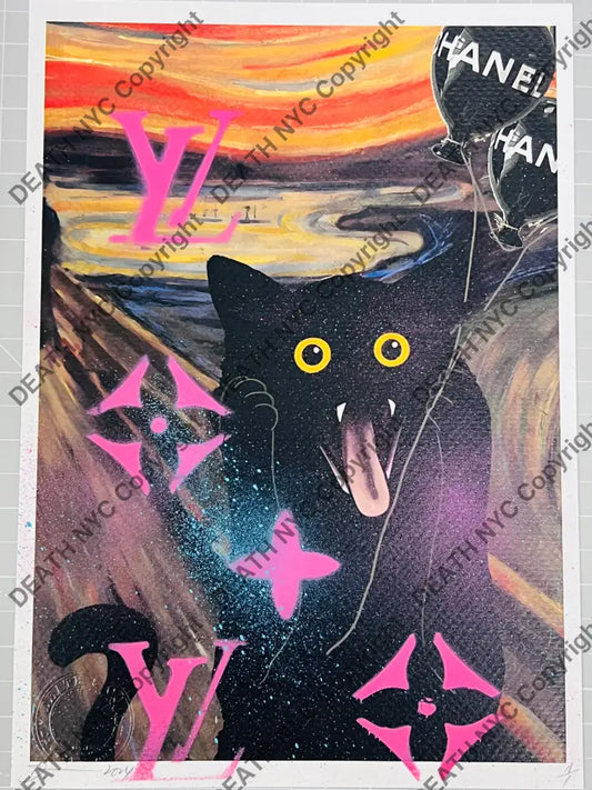 Auction Edition of ONE Original artwork 30x21cm Scream Cat Art Print