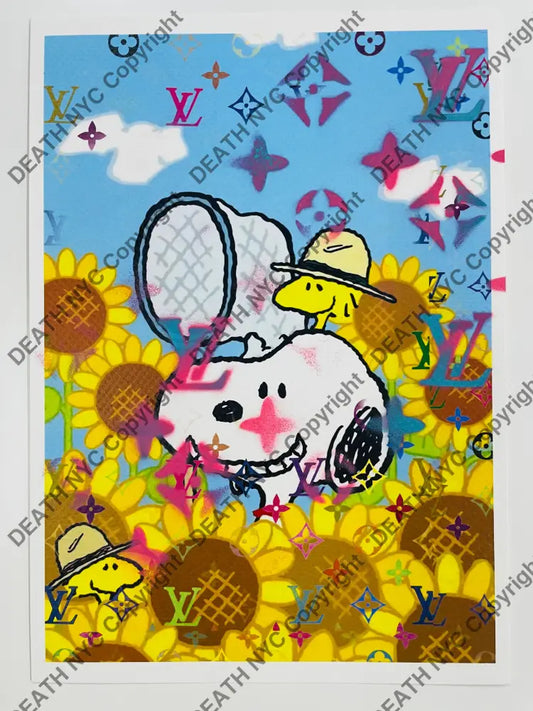 Auction Edition of ONE Original artwork 30x21cm silly sunflower Art Print