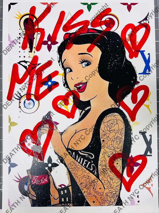 Auction Edition of ONE Original artwork 45 x 32cm Snow kiss me Art Print