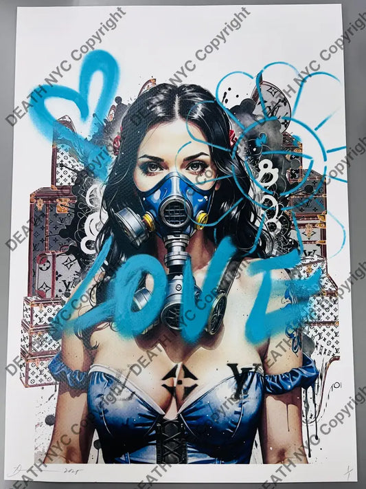 Auction Edition of ONE Original artwork 45x32cm mask girl Art Print