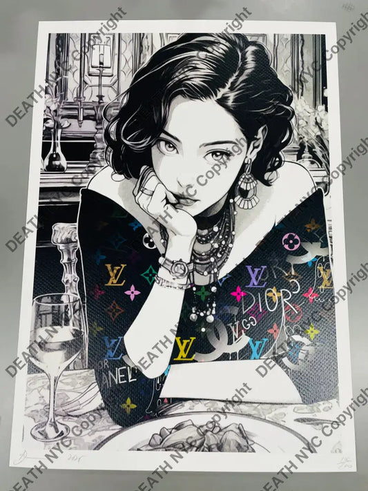 Auction ’Girl blk hair’ 45x32cm (Edition of 100) Art Print