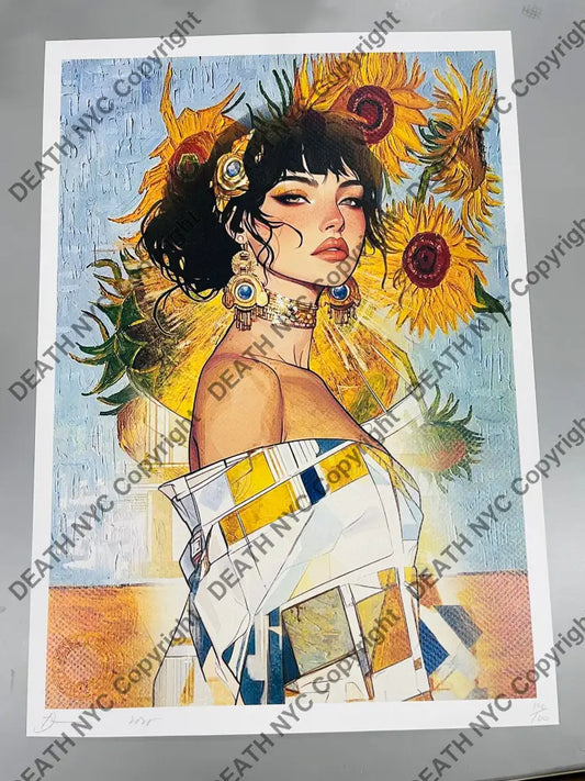 Auction ’Girl sunflower’ 45x32cm (Edition of 100) Art Print