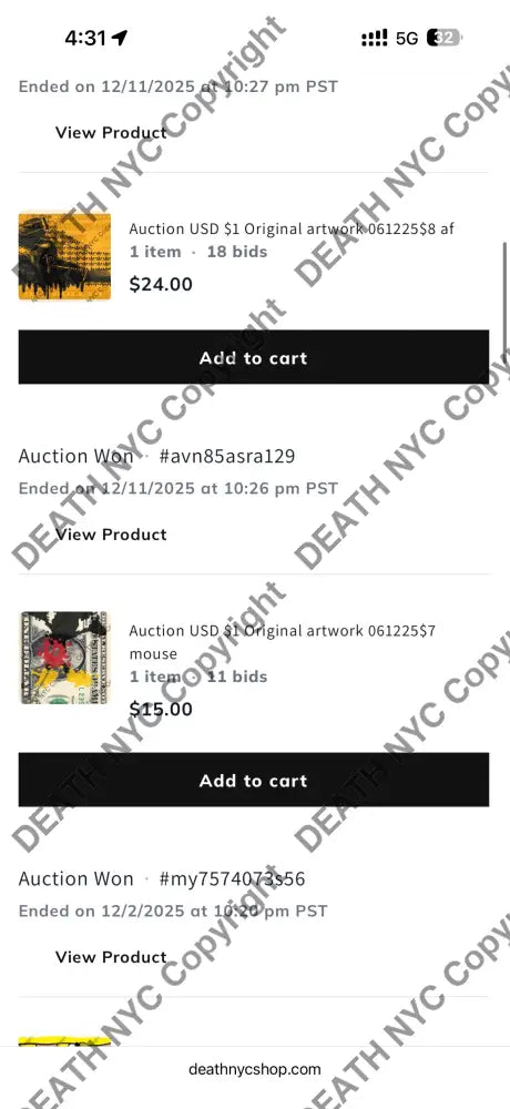 Auction Item - 4 won items to pay
