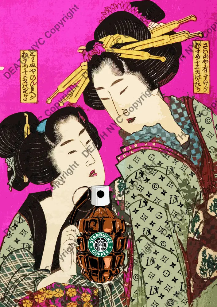 Auction ’japan coffee bomb pink’ art print 45x32cm (Edition of 100) - Art Print