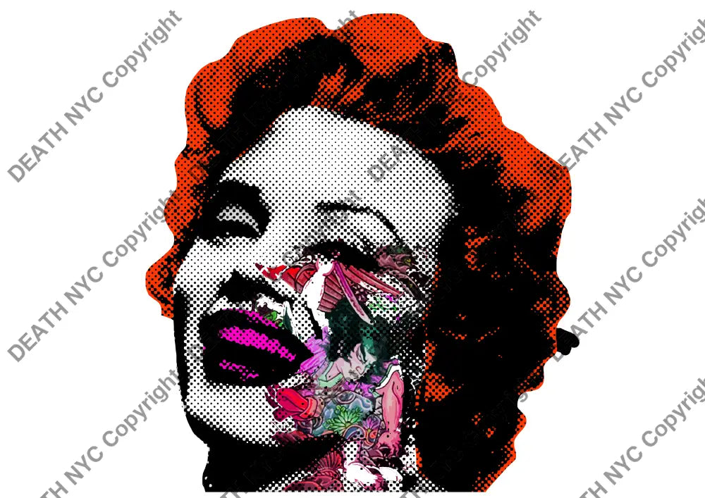 Auction ’monr tattoo face red’ art print 45x32cm (Edition of 100) Art Print