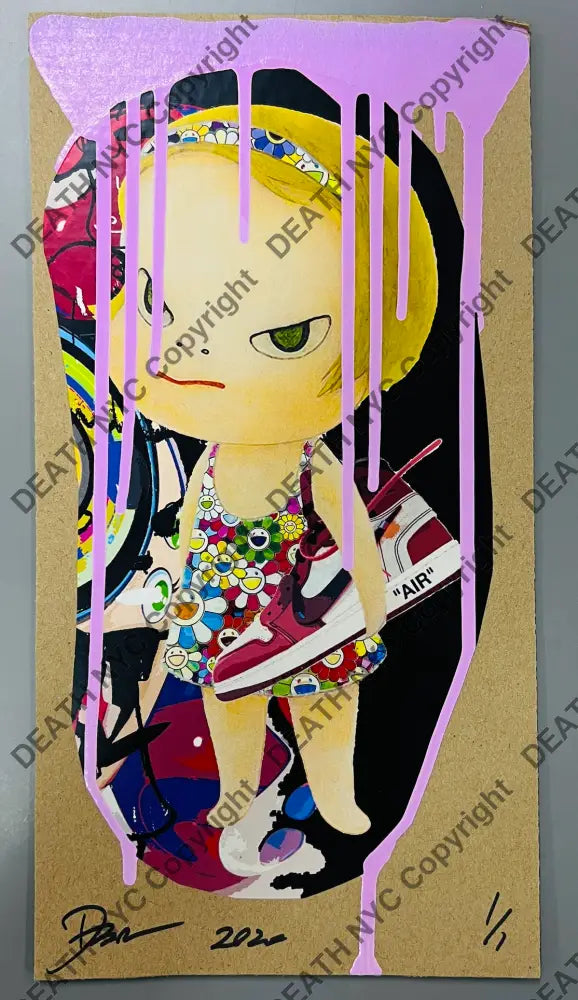 Auction - Original Cardboard ’Cute Pk AJ’ 12’’ x 6’’ (2020) Edition of One Cardboard Original Artwork