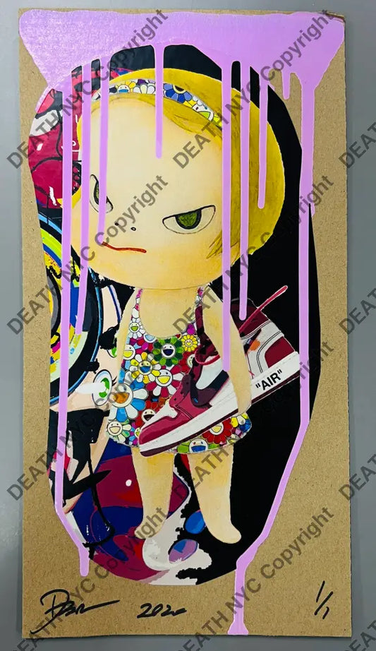 Auction - Original Cardboard ’Cute Pk AJ’ 12’’ x 6’’ (2020) Edition of One Cardboard Original Artwork