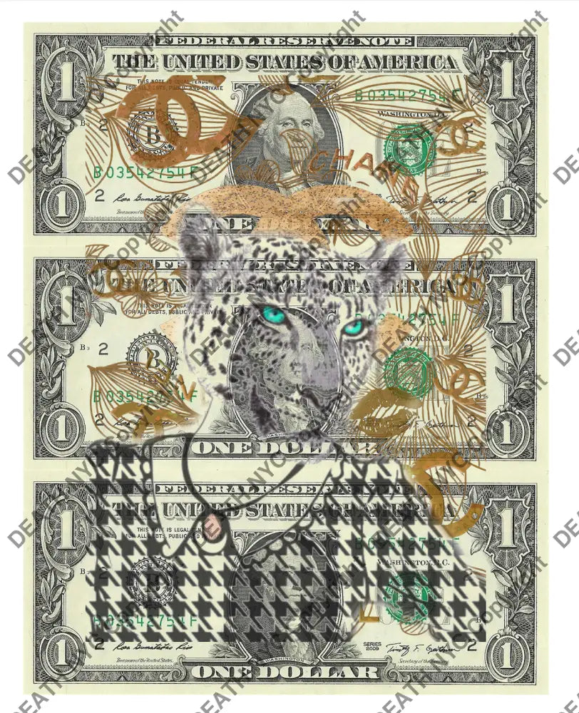 Auction TRIPLE USD $1 Original artwork 071224T7 g cc Art Print