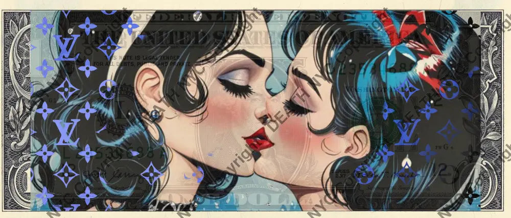 Auction USD $1 Original artwork 050724$15 kiss - Art Print