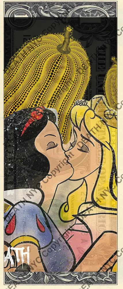 Auction USD $1 Original artwork 080423$3 kiss - Art Print