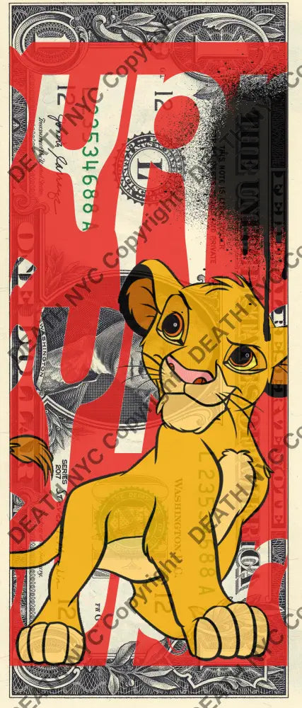 Auction USD $1 Original artwork 200222$3 lion - Art Print
