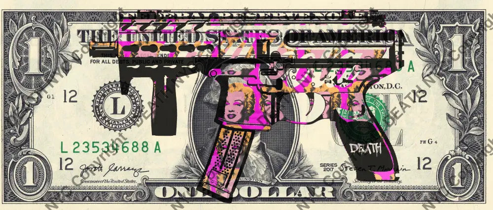Auction USD $1 Original artwork 260823$3 gun Art Print