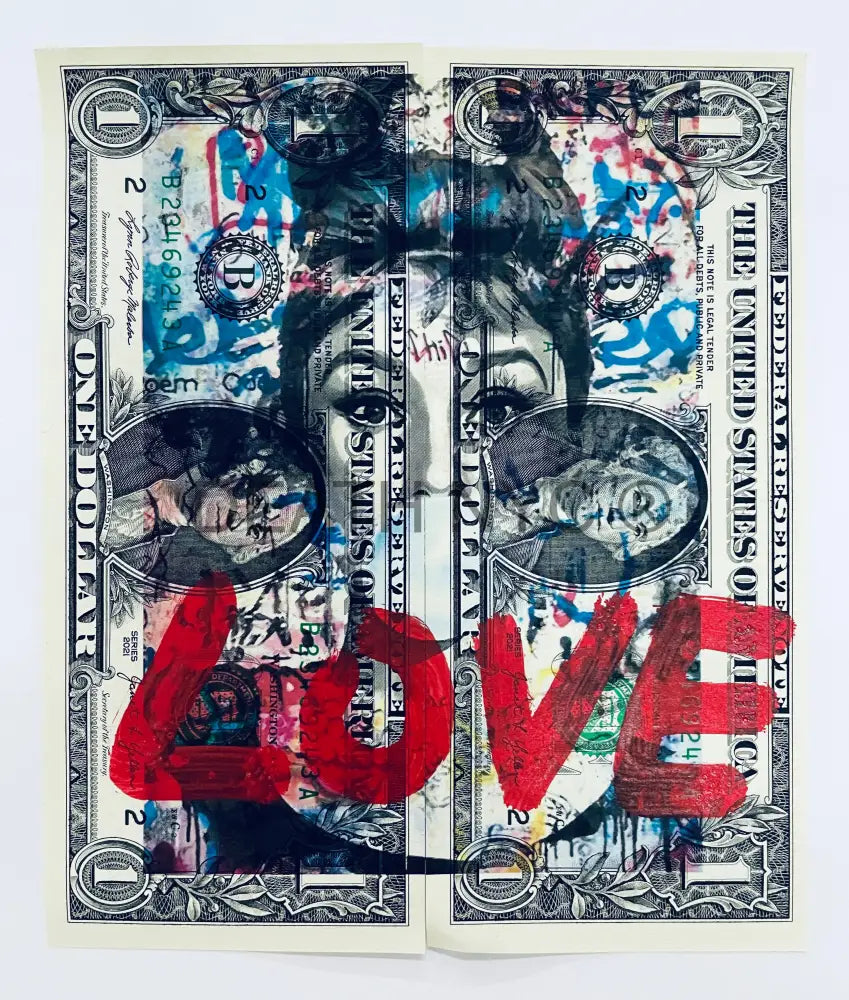 ’Audrey Love’ Double Us Dollar Hand Written (Edition Of One) 2024 Art Print