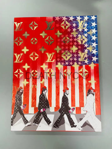’Beatles Usa’ Limited Edition Canvas With Stencil & Mixed Media (Edition Of One) (2024) Art Print