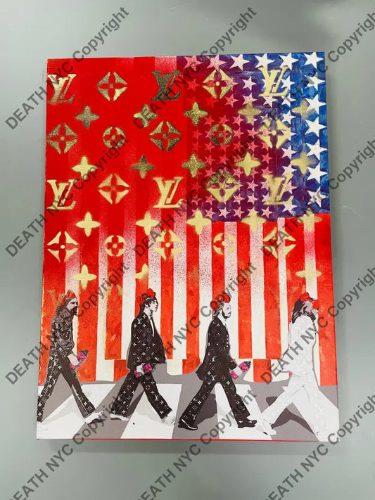 ’Beatles Usa’ Limited Edition Canvas With Stencil & Mixed Media (Edition Of One) (2024) Art Print