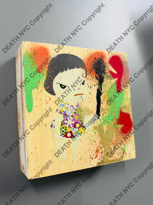 ’Cute colorful’ Original Wooden Canvas (Edition of One) (2020) 4’’ x 4’’ Art Print
