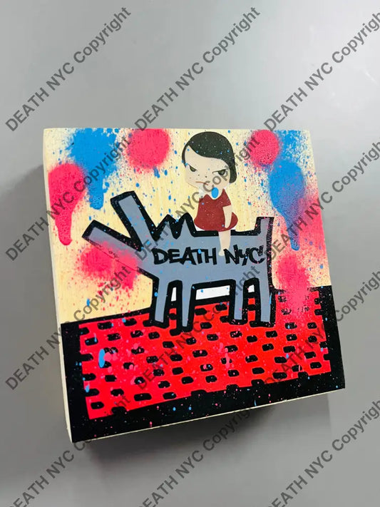 ’Cute ride dog’ Original Wooden Canvas (Edition of One) (2020) 4’’ x 4’’ Art Print