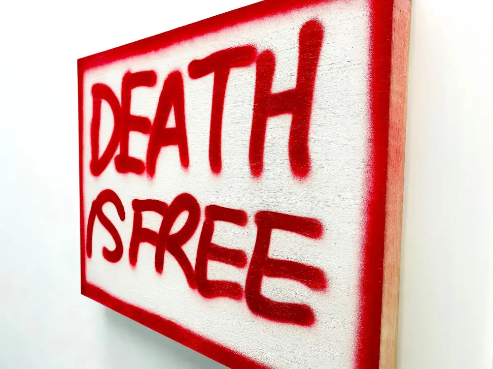 Death Is Free Red Original Wooden Canvas (2020) (Includes Special Gift.) Art Print
