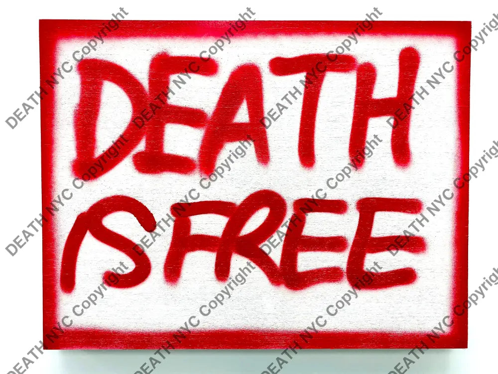 Death Is Free Red Original Wooden Canvas (2020) (Includes Special Gift.) Art Print