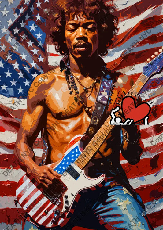 ’Deathzb84’ 45X32Cm Hendrix (Edition Of 100*) (2024) Art Print