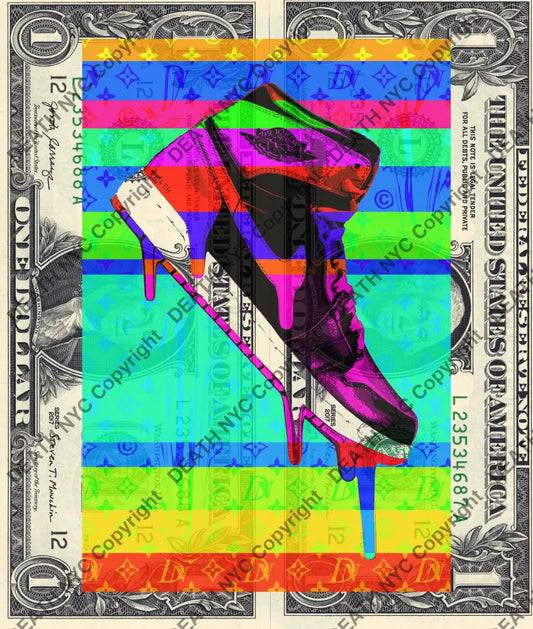 $Double USD ’071021$7’’ (2021) Edition of 100 aj $1 bill Art Print