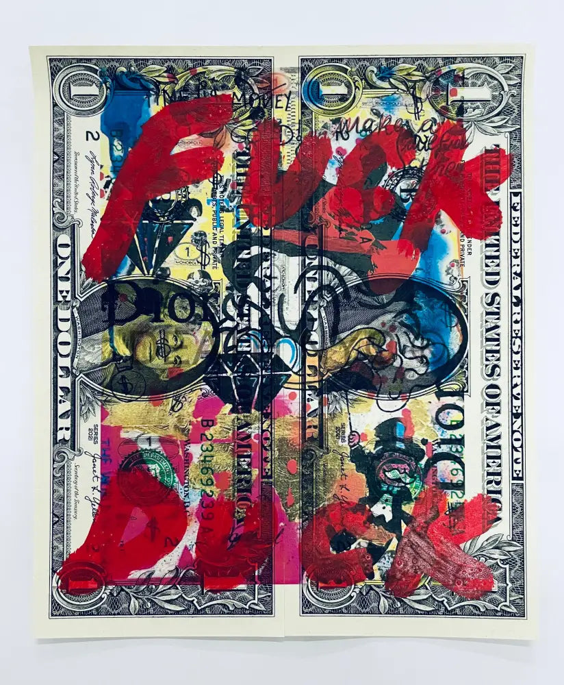 ’F Duck’ Double Us Dollar Hand Written (Edition Of One) 2024 Art Print