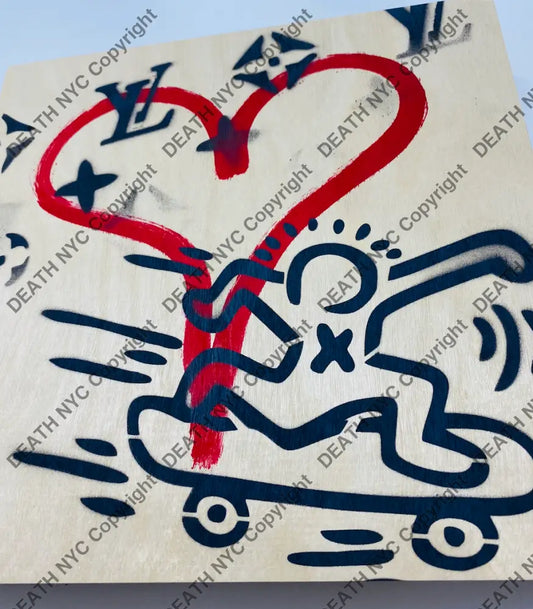 Haring Skate Original Wooden Canvas (2020) Art Print