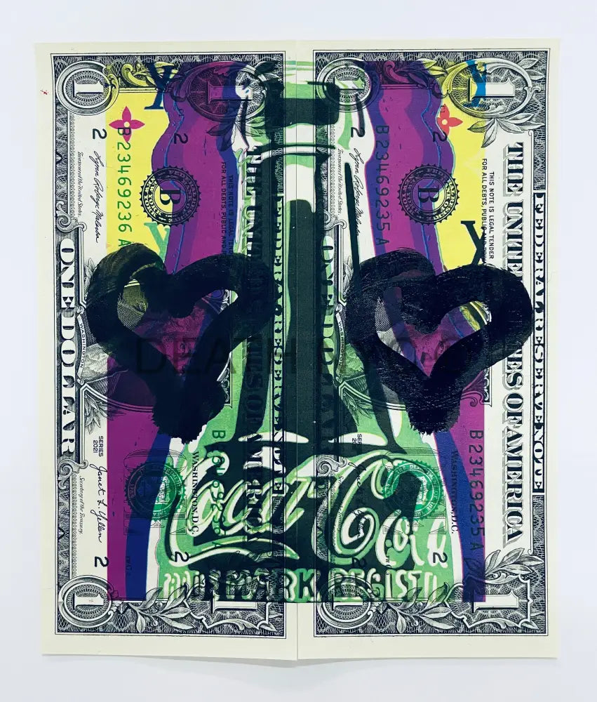 ’Heart Soda’ Double Us Dollar Hand Written (Edition Of One) 2024 Art Print