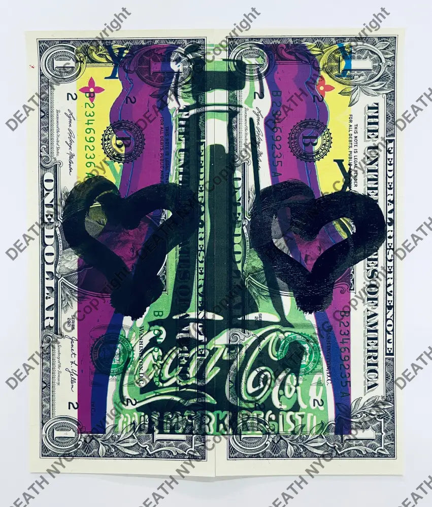 ’Heart Soda’ Double Us Dollar Hand Written (Edition Of One) 2024 Art Print