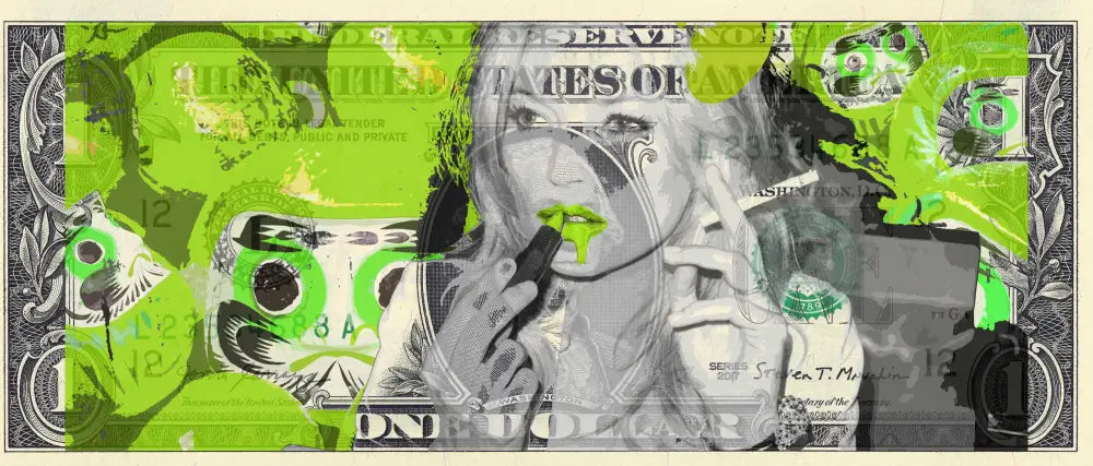 Kate Moss Daru Blue and Green US Dollar art