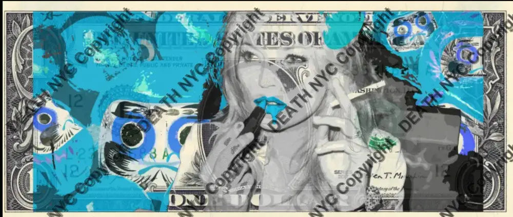 Kate Moss Daru Blue and Green US Dollar art