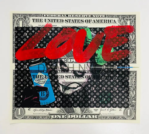 ’Love Jok R ’ Double Us Dollar Hand Written (Edition Of One) 2024 Art Print