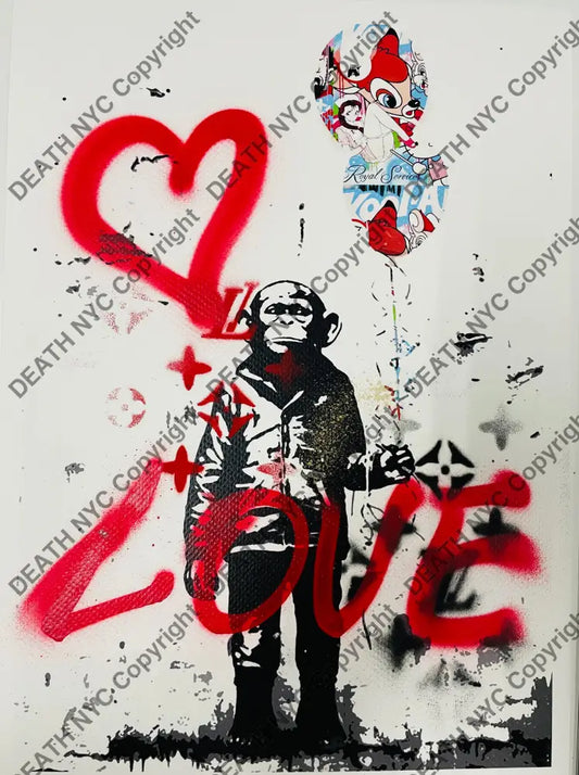 ’Monkey balloon’ (Edition of One) Mixed Media 2025 Art Print