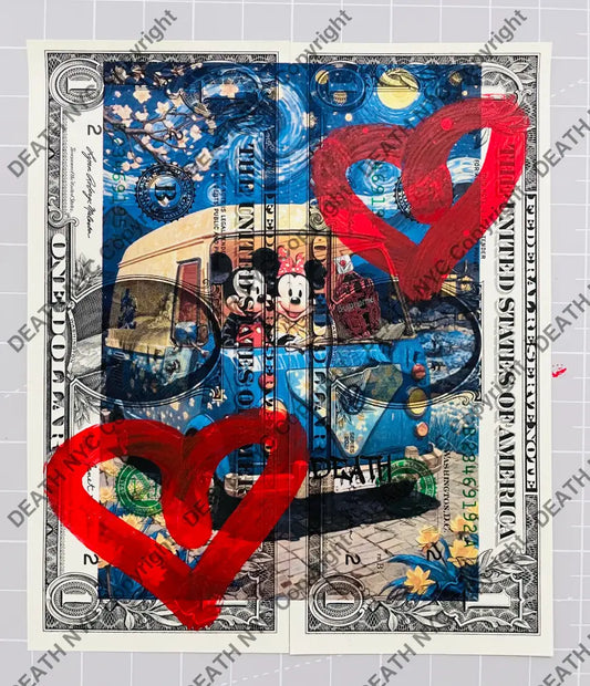 ’Mouse On Volks’ Double Us Dollar Hand Written (Edition Of One) 2024 Art Print