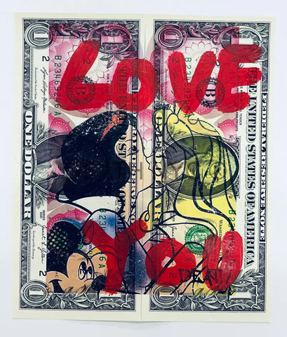 ’Princesses’ Kiss’ Double Us Dollar Hand Written (Edition Of One) 2024 Art Print