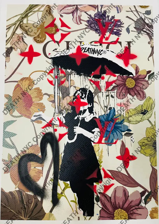 ’Rain g cc heart’ (Edition of One) Stencil & Mixed Media 2025 Art Print