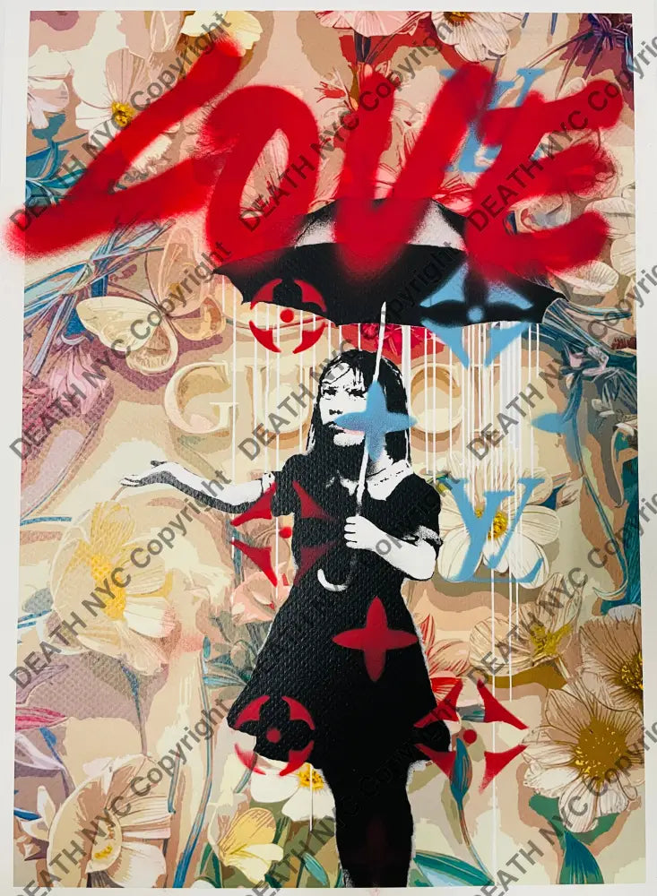 ’Rain Love’ (Edition of One) Stencil & Mixed Media 2025 Art Print