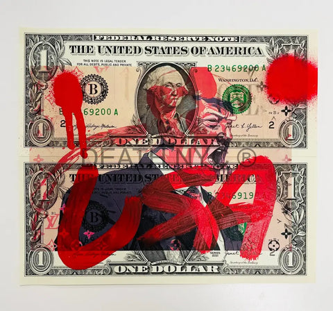 ’Shoot Tr P ’ Double Us Dollar Mixed Media (Edition Of One) 2024 Art Print