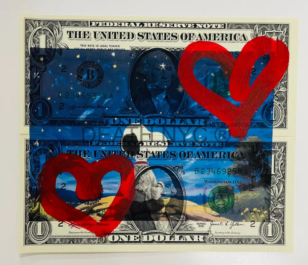 ’Silly Sky’ Double Us Dollar Hand Written (Edition Of One) 2024 Art Print