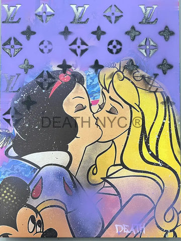 ’Snow & Cinderella’ Limited Edition Canvas With Stencil Mixed Media (Edition Of 1) (2024) Art Print