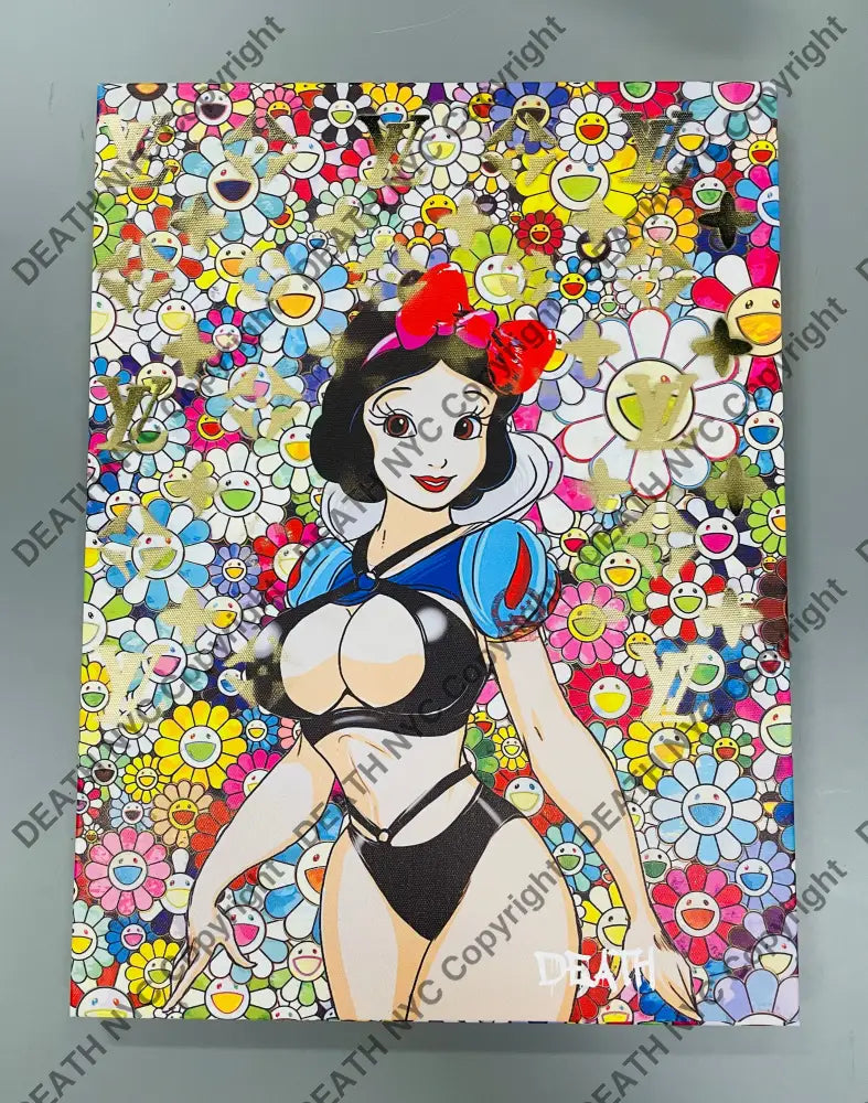 ’Snow Flower’ Limited Edition Canvas With Stencil & Mixed Media (Edition Of One) (2024) Art Print