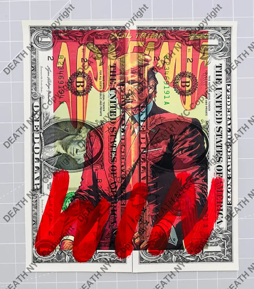 ’Tr P Win ’ Double Us Dollar Handwritten (Edition Of One) 2024 Art Print