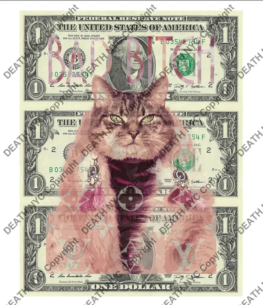$Triple Usd ’071224$4’’ (2024) Edition Of 50 Cat Art Print