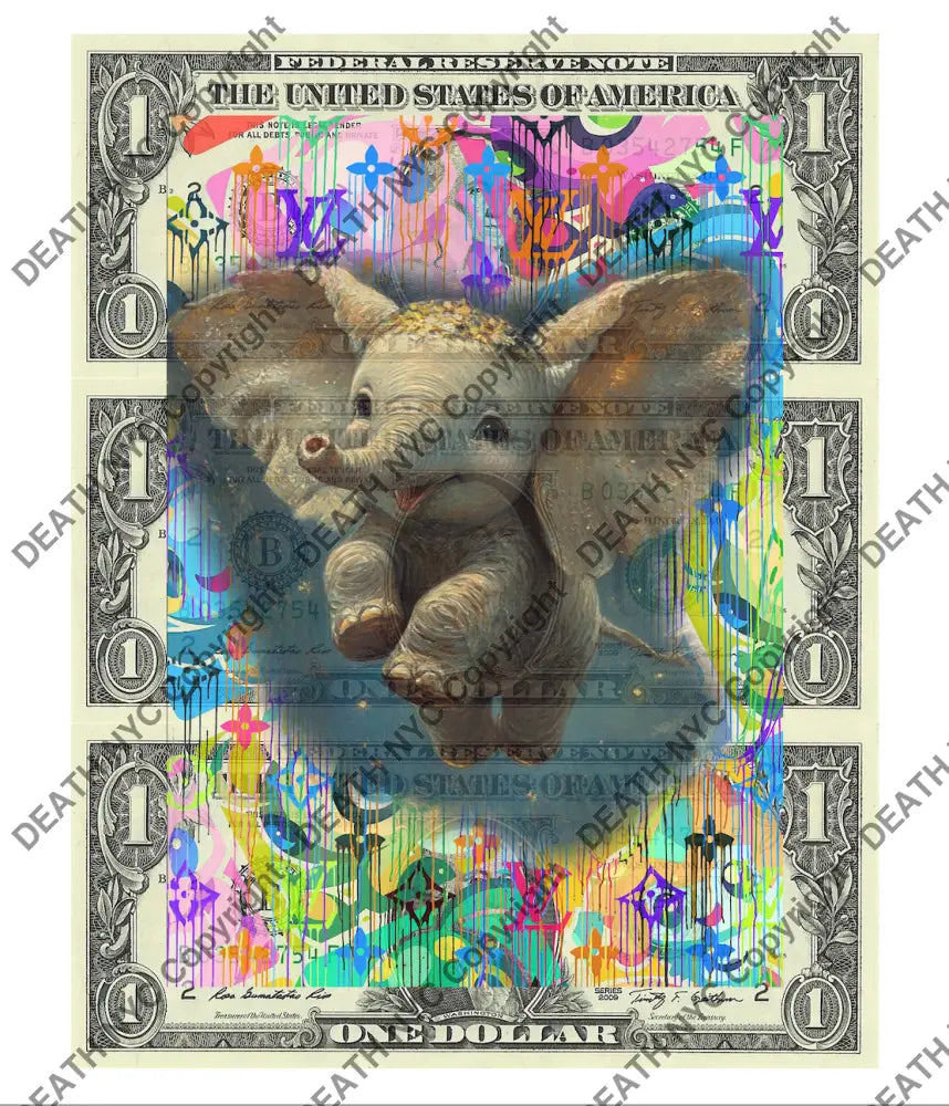 $Triple Usd ’301124$6’’ (2024) Edition Of 50 Elephant Art Print