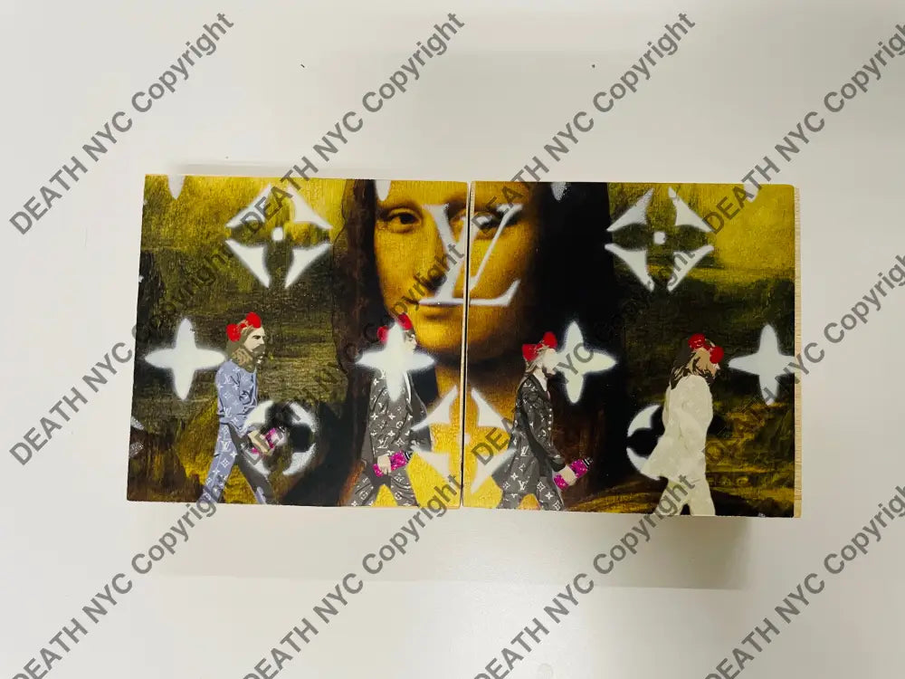 ’WOOD btles mona’ Original Wooden Canvas Set of 2 (Edition of One) (2025) 4’’ x 4’’ Art Print